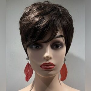 Stunning Crimson Red Feather Dangle Rhinestone Earrings